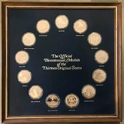 Franklin Mint Bicentennial Medals Of The 13 Original States 1776-1976 Bronze Set • $129