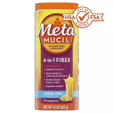 Metamucil Psyllium Sugar~Free Fiber Supplement Powder Health. Orange 72 Tsp// • $15.85