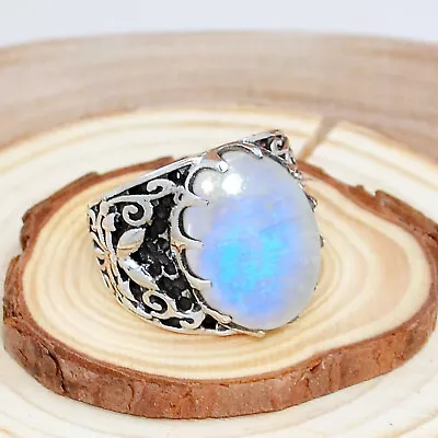 Rainbow Moonstone Oval Cut 925 Sterling Silver Turkish Style Men's Ring Jewelry • $34.50