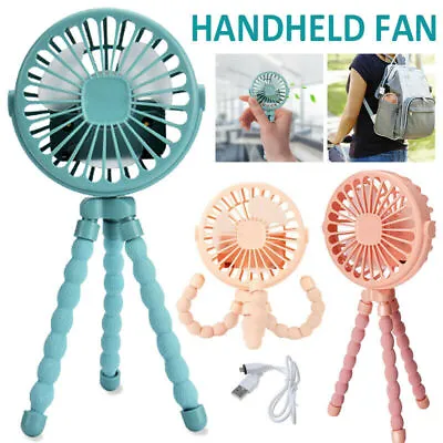$15.27 • Buy USB Fan Flexible Octopus Clip-on Mini Fan LED Handheld Fans For Baby Stroller AU