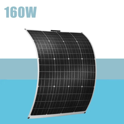 £135 • Buy 160W 12V ETFE Flexible Mono Solar Panel RV Rooftop Camping Off-Grid Light Thin