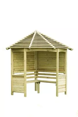 Forest 8 X5ft Corner Arbour Seat Venetian Roof Wooden Garden Bench Free Delivery • £639.99