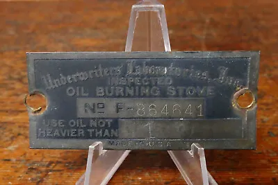 Vintage Underwriters Laboratories Oil Burning Stove Brass ID Tag Emblem Badge • $24.95