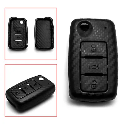 Carbon Fiber Texture Key Case Remote Fob Cover For VW Golf Polo Passat Jetta Eos • $8.99