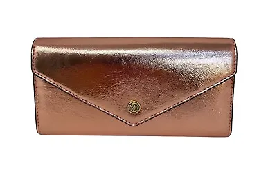 Michael Kors Jet Set Travel Large Envelope Continental Wallet Metallic Primrose • $49.94