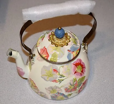 Retired MacKenzie-Childs Morning Glory Enamel 2 Quart Tea Kettle ~ NEW • $185