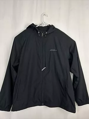 Eddie Bauer Jacket Mens XL Tall Black Full Zip Lightweight Packable Rain • $37.75