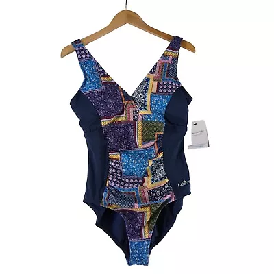 $39.99 • Buy Dolfin Aquashape Swimsuit One Piece Tummy Control Blue Byzantine Womens 10 New