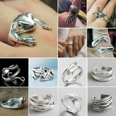 Fashion Silver Punk Adjustable Opening Finger Ring Women Men Jewellery Gifts • $2.51