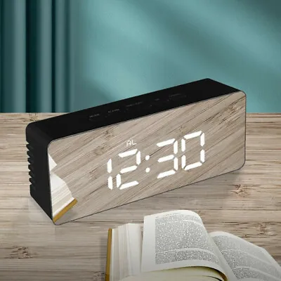 $19.50 • Buy Mirror LED Alarm Clock Night Light Thermometer Digital Clock With USB Charging