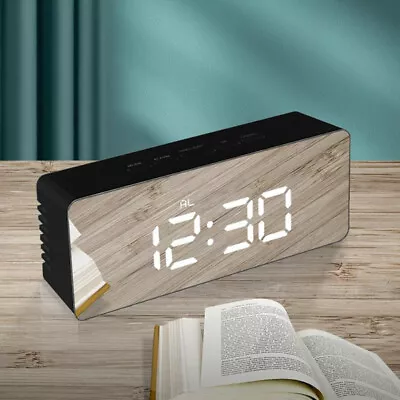 Mirror LED Alarm Clock Night Light Thermometer Digital Clock With USB Charging • $19.50