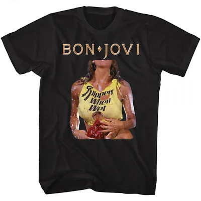 £39.41 • Buy Bon Jovi Slippery When Wet Album Cover Adult T Shirt Rock Music Merch