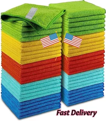 Microfiber Cleaning Cloth Set Of 50 Towel Rag Car Polishing Detailing No-Scratch • $28.99