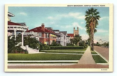South Broadway Residential Area Homes Corpus Christi Texas TX Vintage Postcard • $4.50
