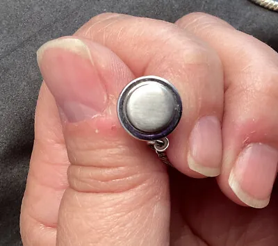 Vintage Round Circle In A Circle Tie Tack Pin With Chain Silver Tone • $8