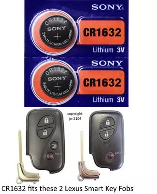 Remote Key Fob Battery For LEXUS Smart Key Sony Now Murata CR1632 - 2 Pkg • $6.25