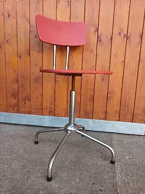 Office Chair Swivel Chair 70er Vintage Executive Chair Red Chrome Architects 70s • $151.91