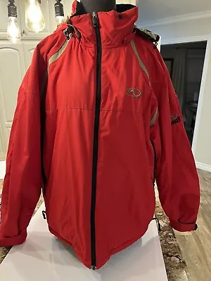 Ski  Snowboard Jacket Mens Sz Medium MARKER Red Winter Coat Hidden Hood Vintage • $55.50