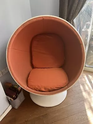 Revolving Ball Chair Eero Aarnio Style Orange Egg Swivel Chair Globe 1960's • £400