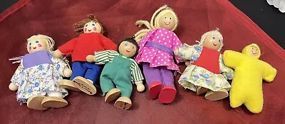 Melissa And Doug Dollhouse Wooden Dolls Lot Of 6 Poseable • $15.99