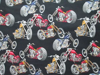 Chopper Motorcycles Bike Motorcycle Black Cotton Fabric 17 In Scrap Cut • $3.50