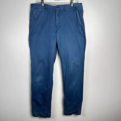 Men's J.Crew Urban Slim Broken In Chino Pants Size 34x33 Blue Cotton • $19.99