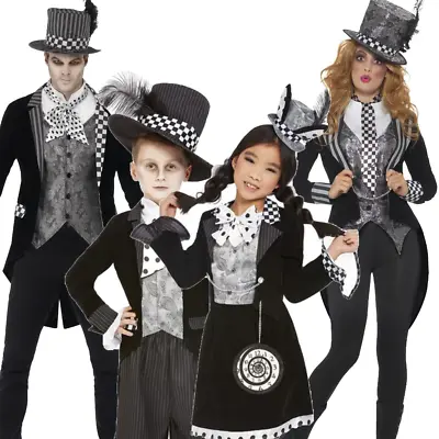 Dark Mad Hatter Family Costume Halloween Alice In Wonderland Fancy Dress Outfit • £37.99