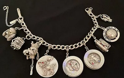 Mid Century Monet Silver Tone 9 Charms Bracelet PRISTINE • $125