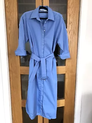 Zara Cotton Shirt Dress W/ Belt Sky Blue Medium • £19
