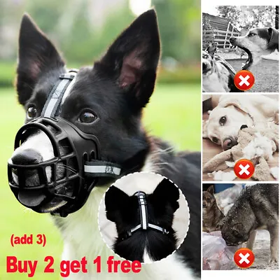 Adjustable Pet Dog No Bite Basket Muzzle Cages Mouth Pet Mesh Cover Pet Supplies • £6.48