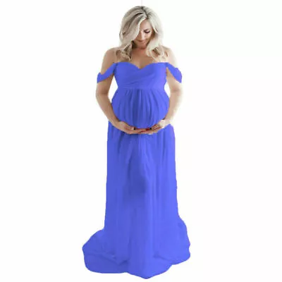 Pregnant Womens Maternity Split Dress Maxi Gown Off Shoulder Photography Photo • $25.39
