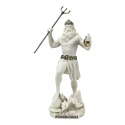 $49.90 • Buy Poseidon Greek God Of The Sea Neptune Statue Sculpture Figurine Gold Accents 9in
