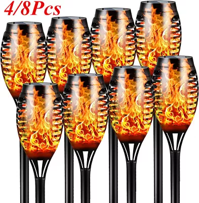 £6.64 • Buy 8× Flame Effect Solar Outdoor Lights Stake Garden Path Flickering LED Torch Lamp