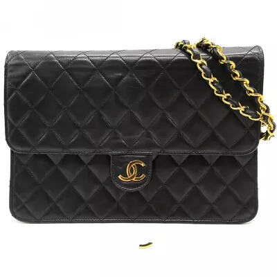 CHANEL CC Logo Matelasse Chain Shoulder Bag Leather Black GHW France M621 • £578.05