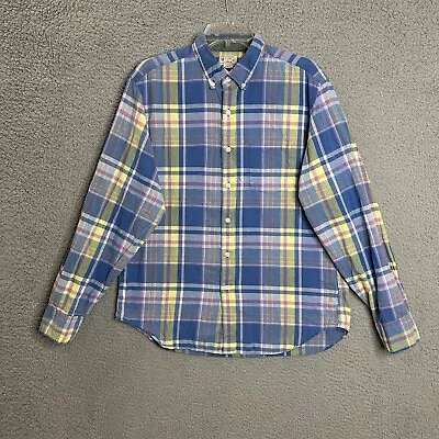 J Crew Button Shirt Mens Large Multicolor Plaid Regular Fit Cotton Long Sleeve • $17.99