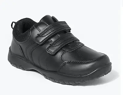 £13.95 • Buy New Boys Black Touch Strap Kids Lightweight Boots Trainers Back To School Shoes