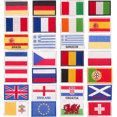 £2.25 • Buy National Flag Iron On Patches- UK Union Jack European USA Country Emblems Flags