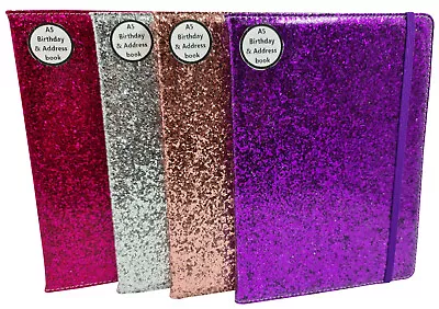 Telephone Address Book A-Z Index Hard Back A5 Contact Birthday Glitter Cover • £5.99