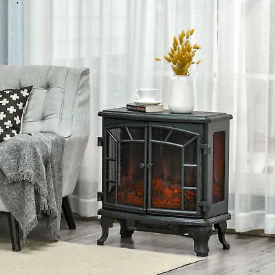 Modern Portable Electric Fireplace Stove Heater W/Adjustable LED Flame Black • $148.99