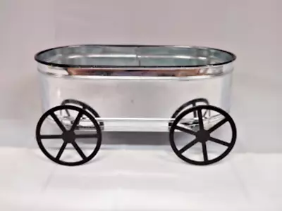 Galvanized Metal Wagon Figural Home Decor Display 7.5  X 4  & 3.5  Tall • $17.99