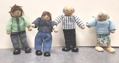$4.99 • Buy Wooden Dollhouse Figures Ryans Room RR Lot Of 4 Toy Wood Dolls