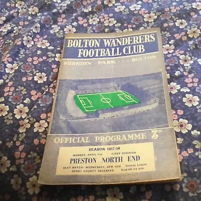 £1.70 • Buy Bolton Wanderers V Preston North End (1957/58)