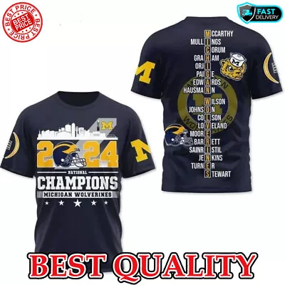 SALE!!_ 2024 National Champions Michigan T-Shirt Michigan Wolverines Gift Fans • $10.99