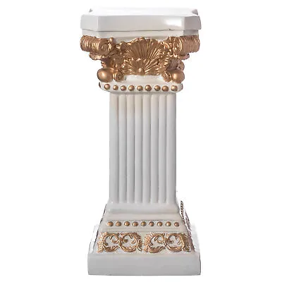 $354 • Buy Fiberglass White And Gold Plinth Roman Style Column Ionic Pedestal Vase Stand