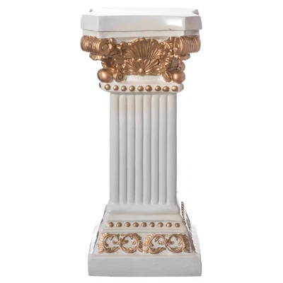 $377.05 • Buy Fiberglass White And Gold Plinth Roman Style Column Ionic Pedestal Vase Stand