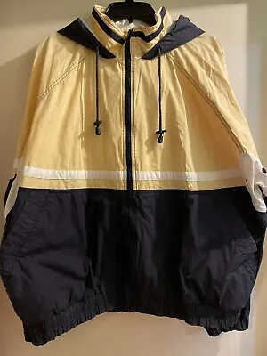 $35 • Buy Mens Vintage Gant Jacket XL Blue Yellow Zip Hooded Windbreaker USA