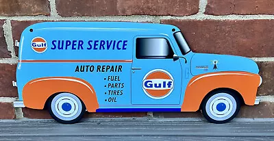 Vintage Style Large Gulf Service Gas Chevy Truck 18 Inches Aluminum  Garage Sign • $45