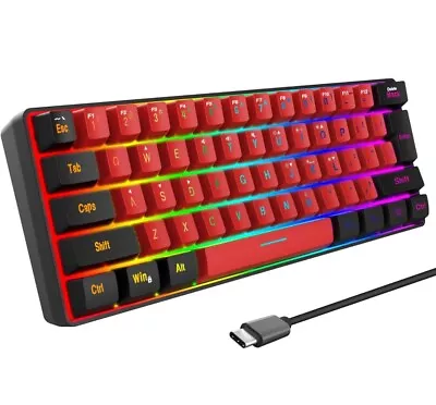 60% Keyboard Wired Gaming RGB Backlit Ultra-Compact Mini Keyboard Waterproof • $19.99