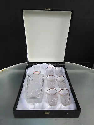 Crystal I Preziosi By C.F. Design Whiskey Liquor Set Decanter W. 6 Glasses & Box • $30