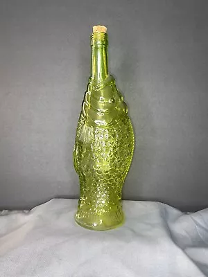 Vintage Fish Green Glass Wine Bottle Decanter 12  • $22